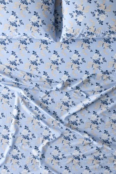 Urban Outfitters Juliette Floral Bow Toile Patterned Sheet Set In Blue At