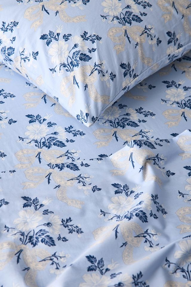 Juliette Floral Bow Toile Patterned Sheet Set #1