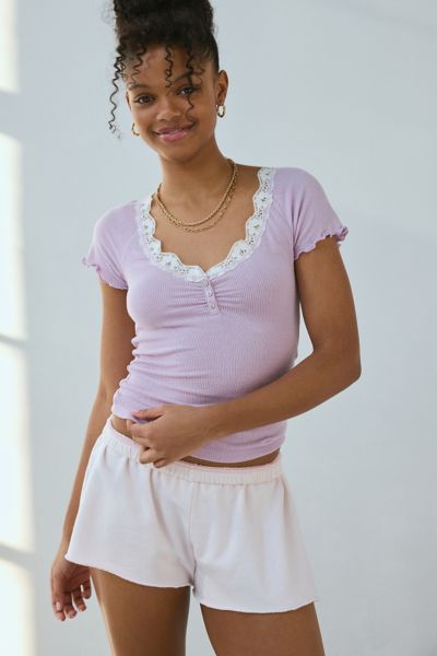 Out From Under Diana Layering Lace-Trim Henley Tee
