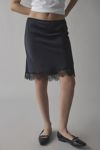 Kimchi Blue Addy Lace Trim Satin Slip Midi Skirt