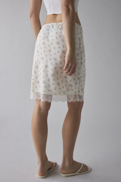 Kimchi Blue Addy Lace Trim Satin Slip Midi Skirt