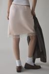 Kimchi Blue Addy Lace Trim Satin Slip Midi Skirt