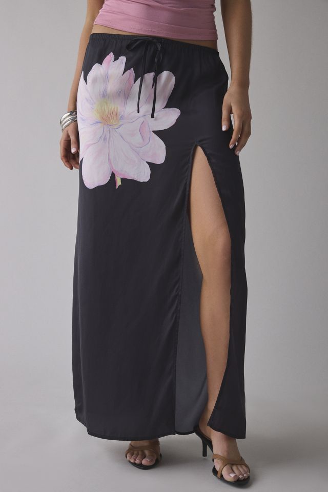 Kimchi Blue Evie Bold Floral Satin Slip Maxi Skirt #2
