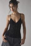 Out From Under Je T'aime Semi-Sheer Flocked Mesh Cropped Cami