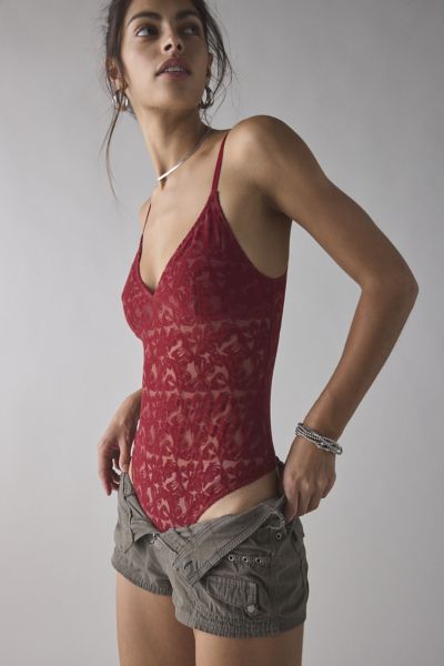 Out From Under Je T'aime Semi-Sheer Flocked Mesh Bodysuit