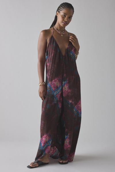 OUT FROM UNDER SEAS THE DAY BACKLESS HALTER GAUZE JUMPSUIT IN ASSORTED, WOMEN'S AT URBAN OUTFITTERS 