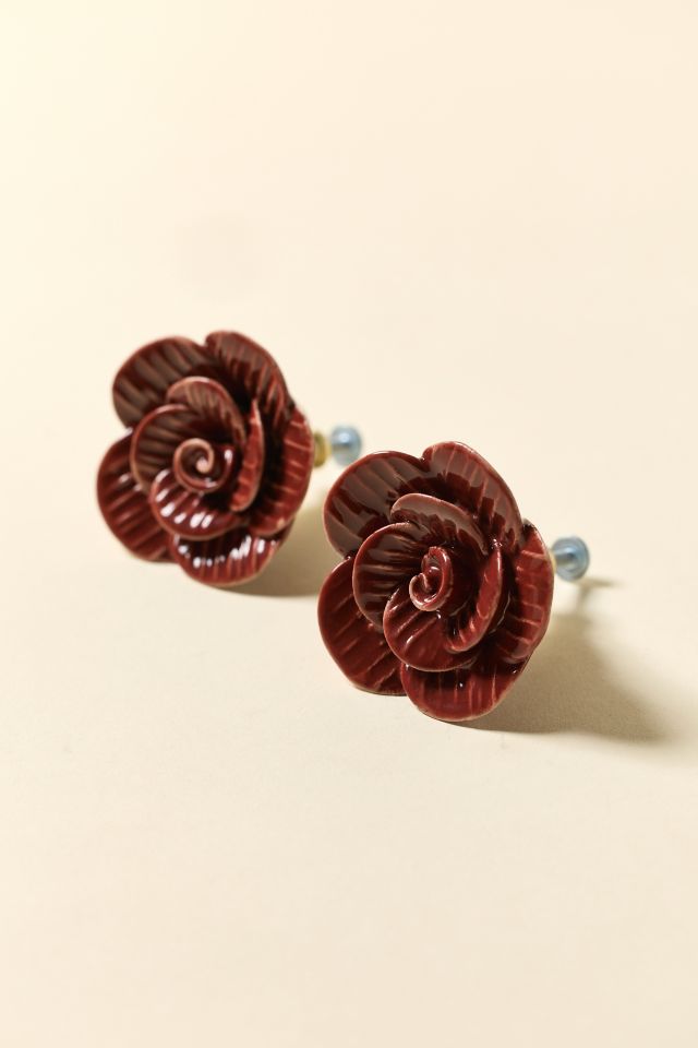 Ruby Ceramic Rose Sculpted Knob - Set Of 2 #1