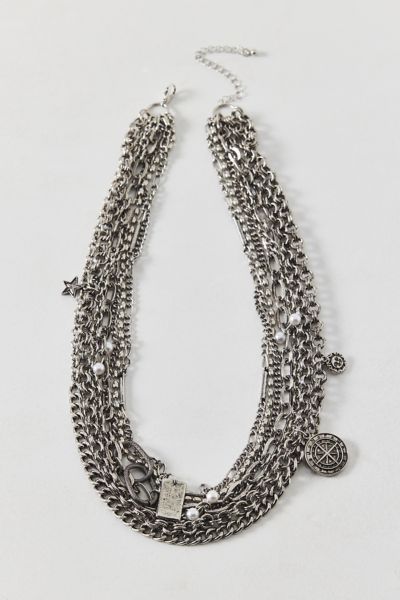 Urban Outfitters Apollo Multi-strand Chain Necklace In Silver, Men's At  In Silver