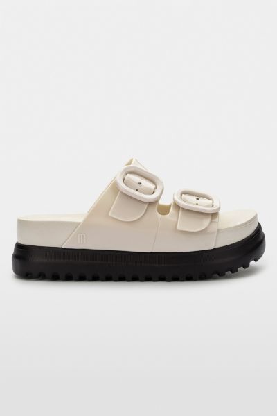 Shop Melissa Cozy Platform Slide In Black/beige, Women's At Urban Outfitters