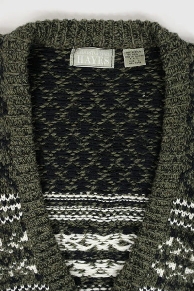 Cardigan Vintage Années 80 - Taille XL Unisexe - Gris - Pièce Unique En Très Bon état