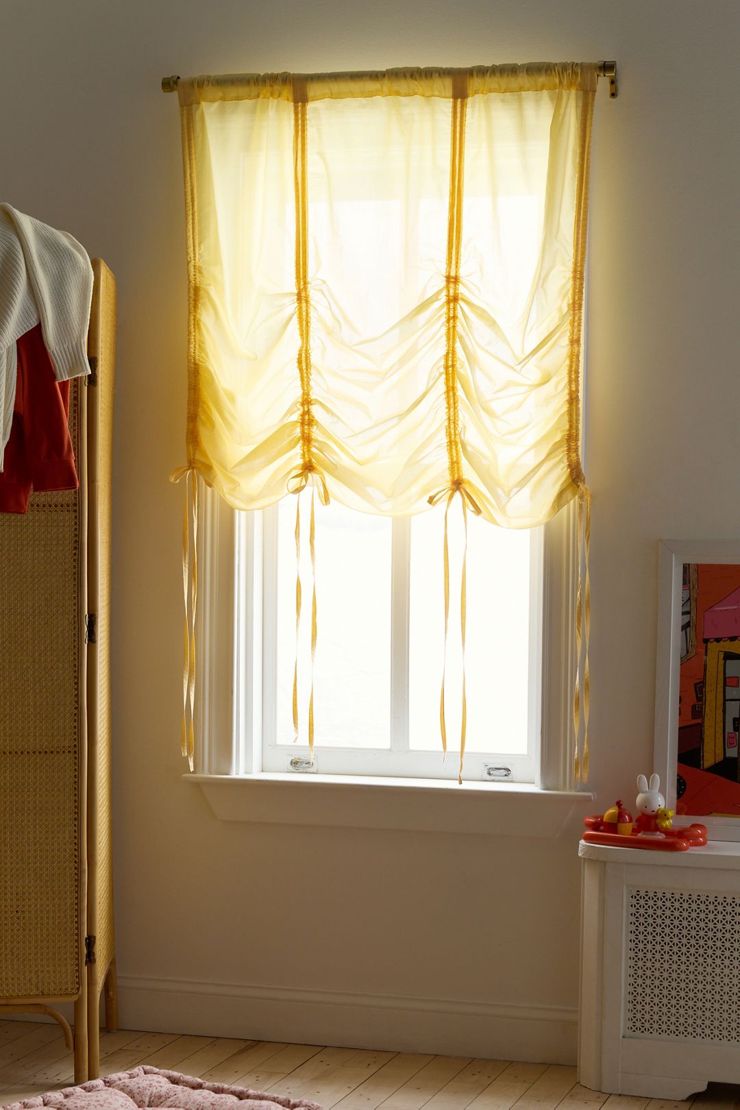Solid Balloon Bow Window Valance Panel - Golden Haze, Regular, ONE SIZE