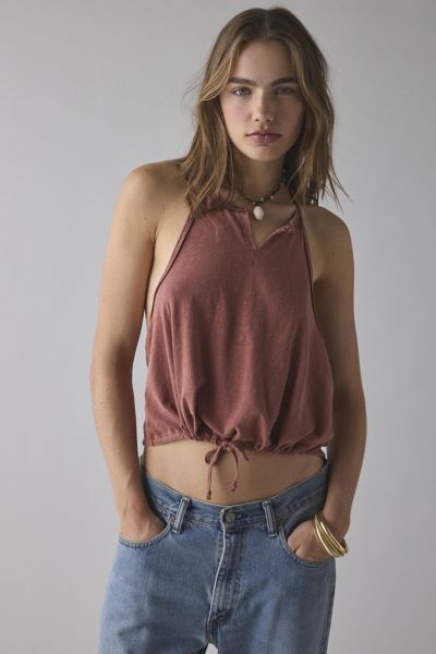 Out From Under Alexa Tie-front Racerback Tank Top In Brown, Women's At Urban Outfitters