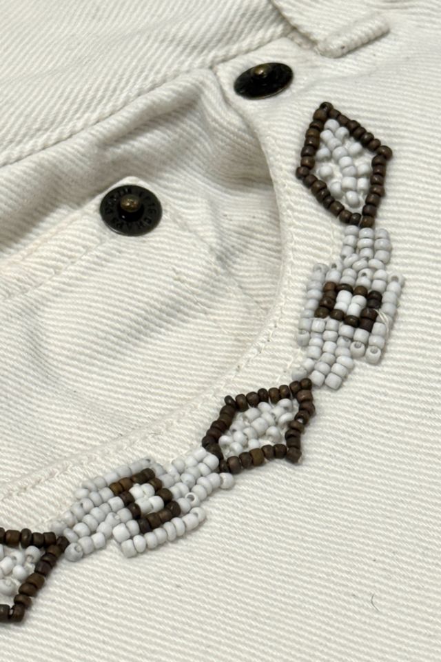 Vintage 1990’s Chaps Beaded Pocket White Denim Jeans #1