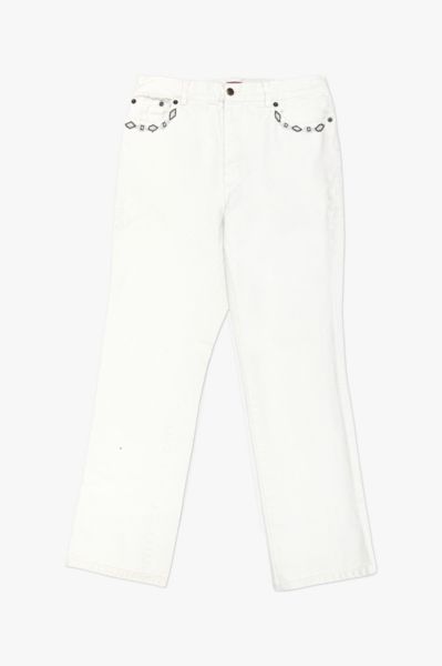 Vintage 1990’s Chaps Beaded Pocket White Denim Jeans