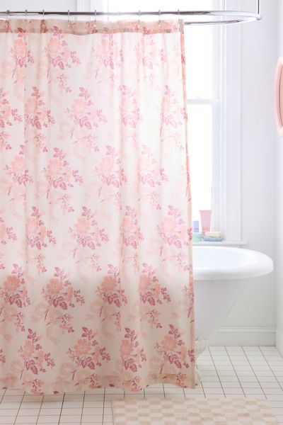 Urban Outfitters Juliette Floral Bows Patterned Shower Curtain In Pink At