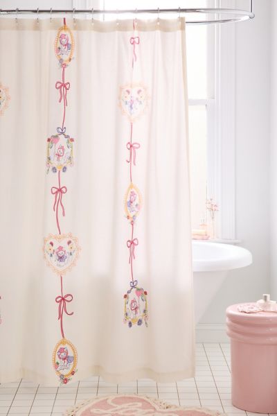 Urban Outfitters Eve Cat Patterned Shower Curtain In White At