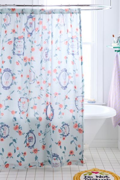 Urban Outfitters Finley Floral Frame Patterned Shower Curtain In Blue At