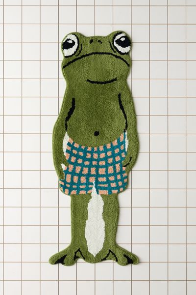 Urban Outfitters Party Animals Tufted Bath Mat In Boxer Frog Runner At  In Green