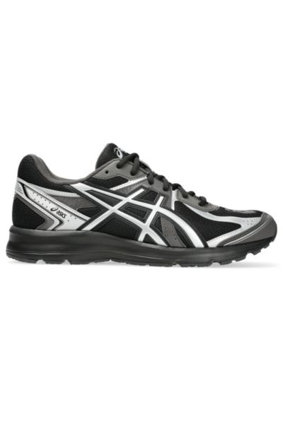 Asics Mens Black Pure Silver Jog 100s Metallic-trim Mixed-material Trainers In Black/pure Silver