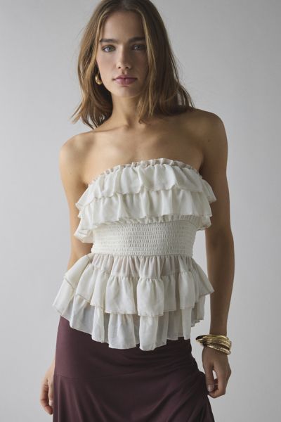 Kimchi Blue Connie Tiered Ruffle Babydoll Tube Top
