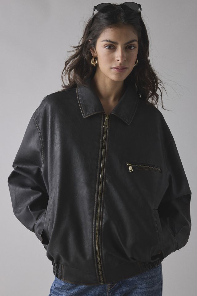 BDG Billie Faux Leather Oversized Bomber Jacket