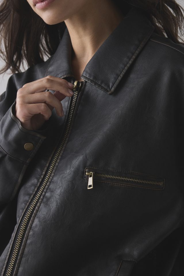 BDG Billie Faux Leather Oversized Bomber Jacket