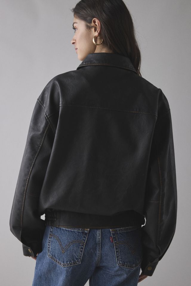 BDG Billie Faux Leather Oversized Bomber Jacket