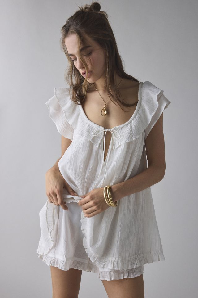 Kimchi Blue Annabelle Ruffle Tie-Front Babydoll Romper