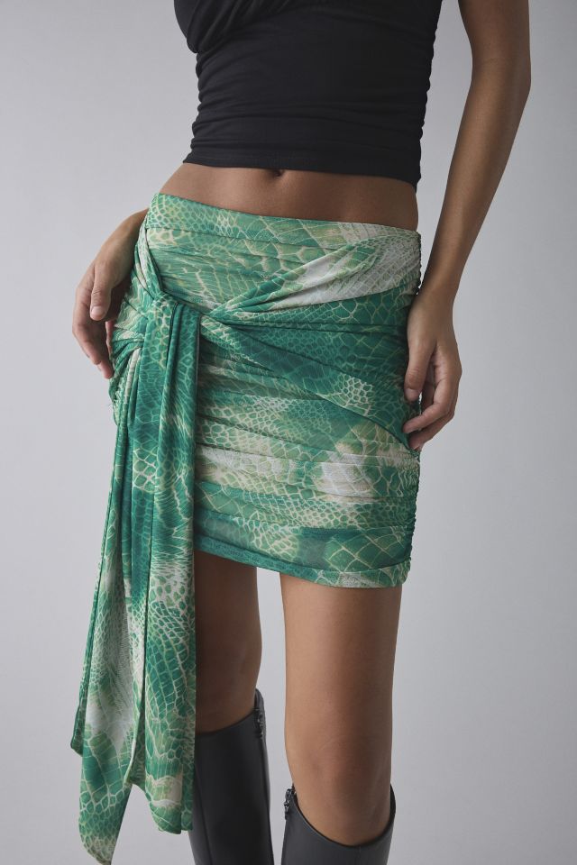 AFRM Bellona Snake Print Mesh Tie-Front Mini Skirt #1