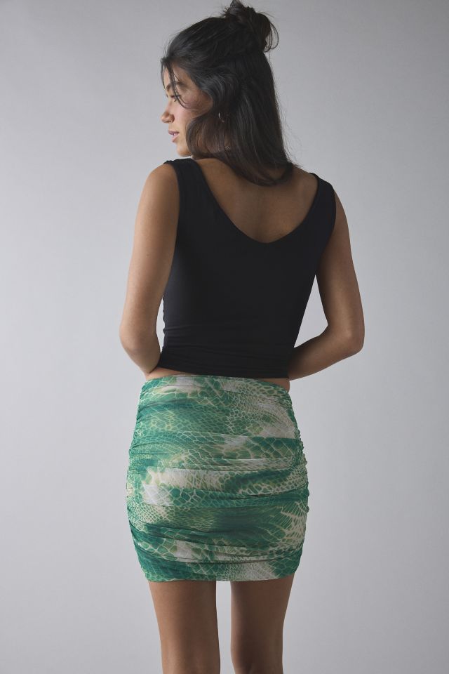 AFRM Bellona Snake Print Mesh Tie-Front Mini Skirt #2