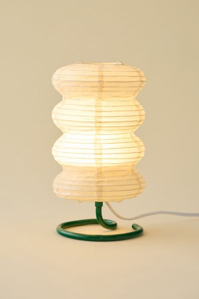 Urban Outfitters Melanie Paper Lantern Table Lamp In Ivory Shade With Green Base At  In White