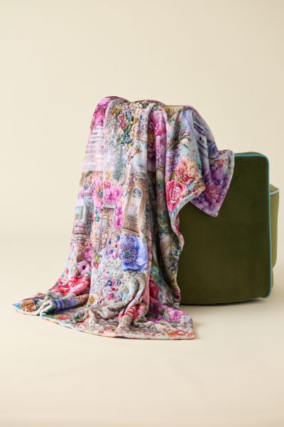 Urban Outfitters Cozy Logan Patterned Fleece Throw Blanket In Purple At  In Pink