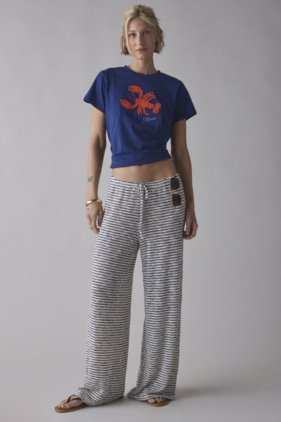 Shop Out From Under Bella Low-rise Straight Leg Beach Pant In Black/white, Women's At Urban Outfitters