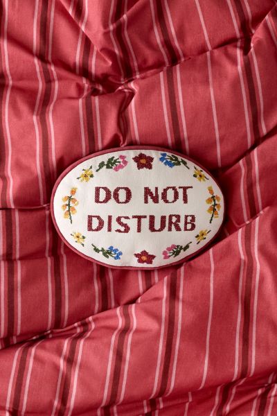 Urban Outfitters Do Not Disturb Cross Stitch Throw Pillow In Red At  In Red