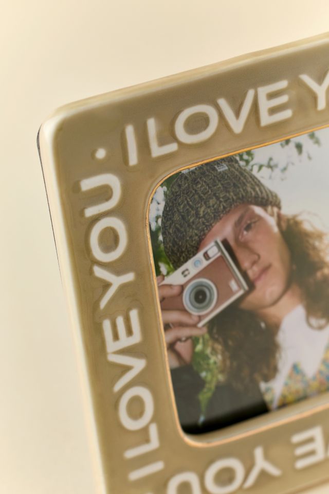 I Love You Slogan Text Ceramic 5” Square Picture Frame #1