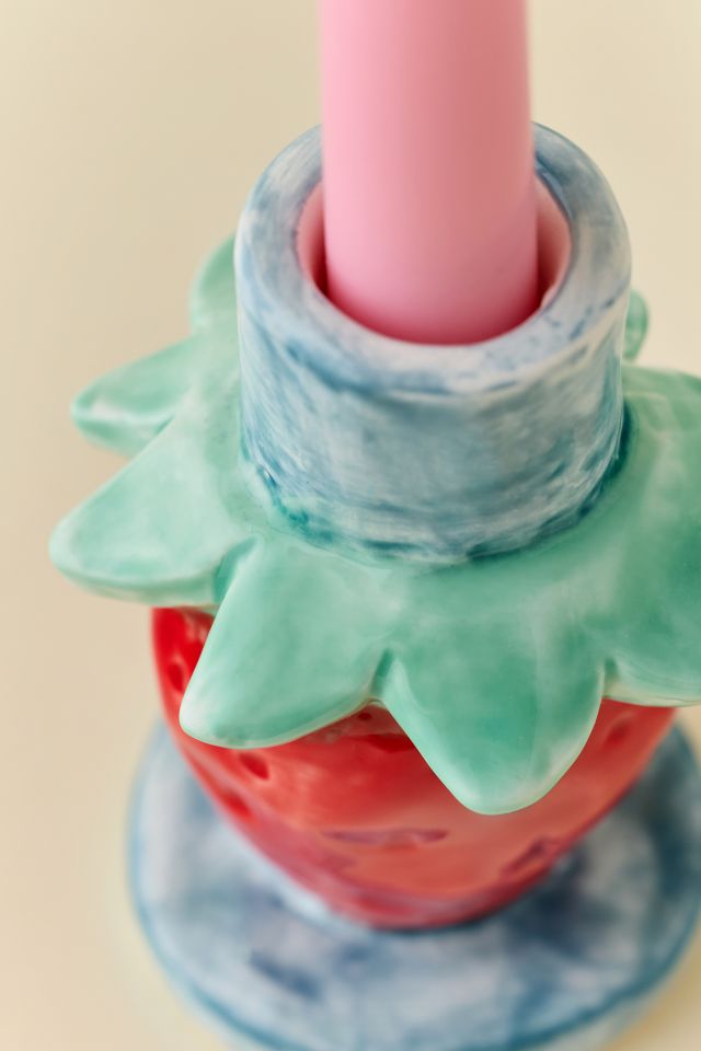 Strawberry Shape Ceramic Taper Candle Holder #2