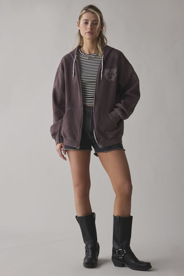 Project Social T Angel Wing Graphic Zip-Up Hoodie Sweatshirt