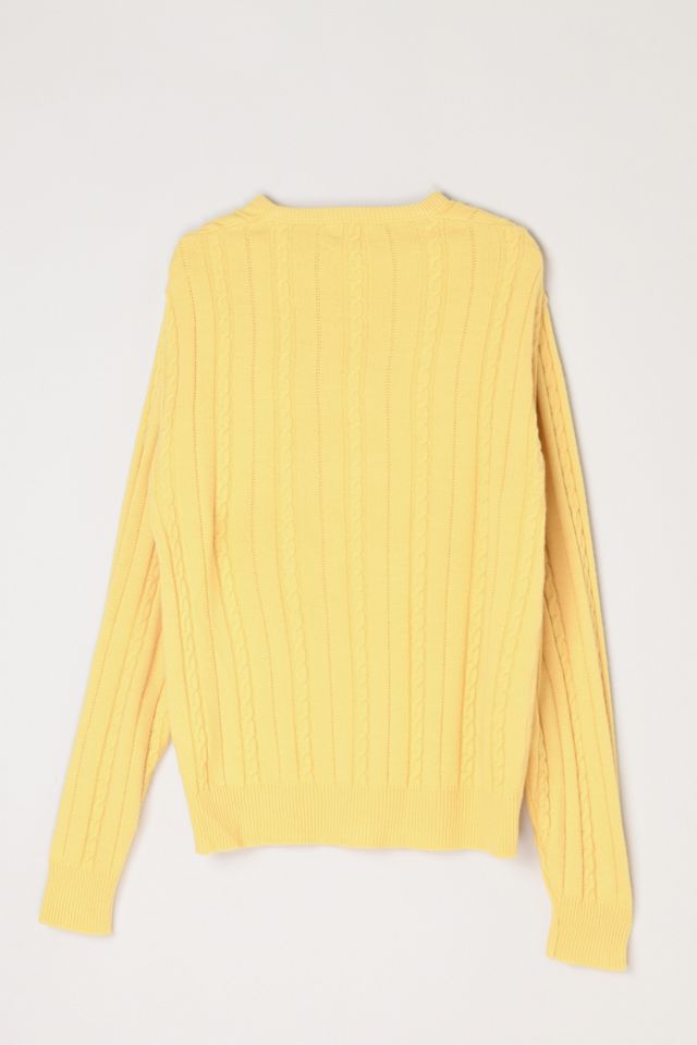 Vintage 1960s Light Yellow Cable Knit Sweater #2