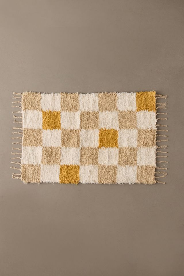 Checkerboard Woven Shag Rag Rug #3