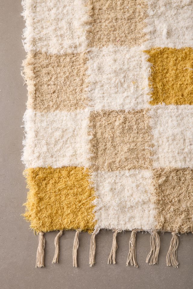 Checkerboard Woven Shag Rag Rug #4