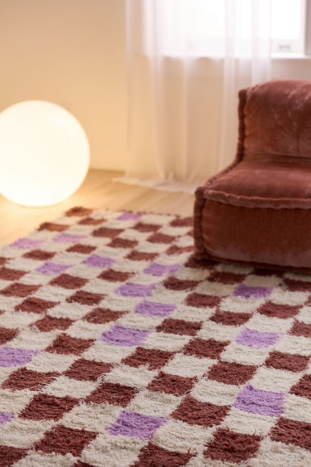Checkerboard Woven Shag Rag Rug