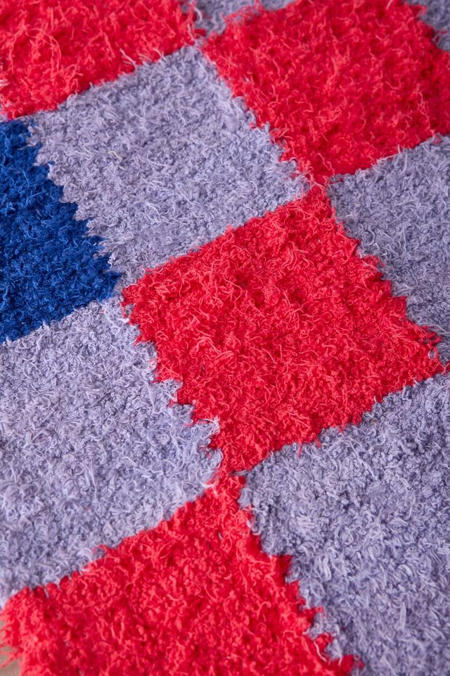 Checkerboard Woven Shag Rag Rug