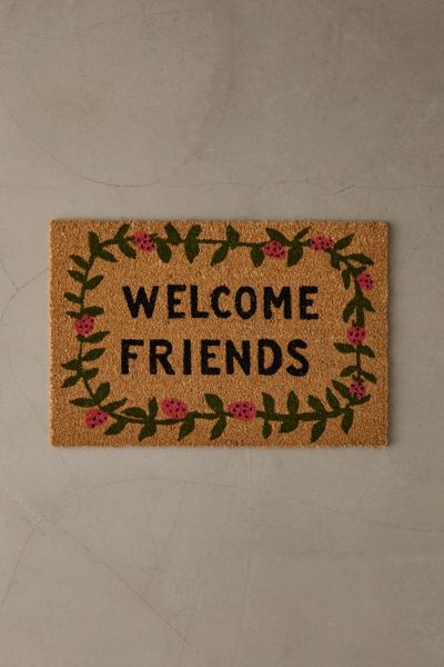 Urban Outfitters Welcome Friends Coir Doormat In Natural At  In Multi