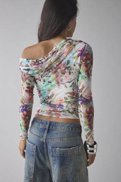 AFRM Summer Convo Barry Mesh Off-The-Shoulder Top