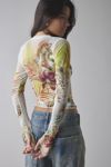 AFRM Desert Tropical Kaylee Mesh Long Sleeve Crop Top