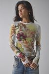 AFRM Desert Tropical Kaylee Mesh Long Sleeve Crop Top