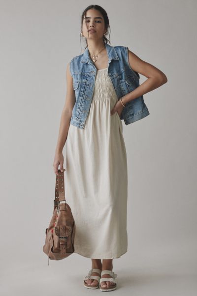 ReMADE By UO Made In LA EcoVero™ Linen Smocked Maxi Dress