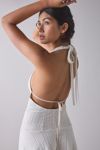 UO Lauren Plunging Halter Tie-Back Lace Mini Dress