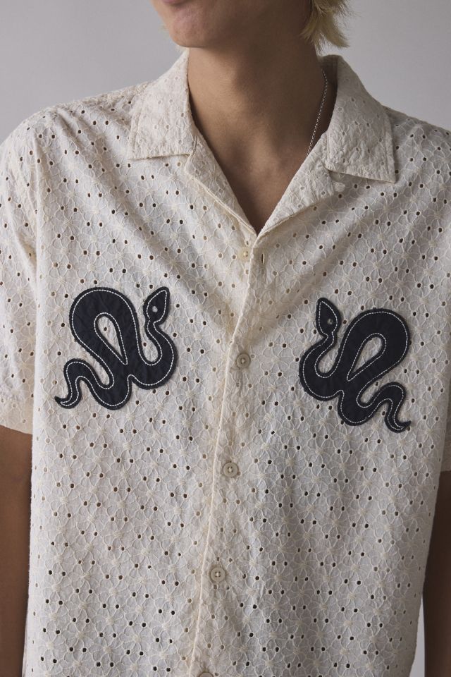 UO Liam Eyelet Applique Short Sleeve Shirt #3