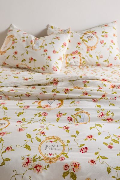 Urban Outfitters Finley Frame Patterned Core Duvet Set In Cream At